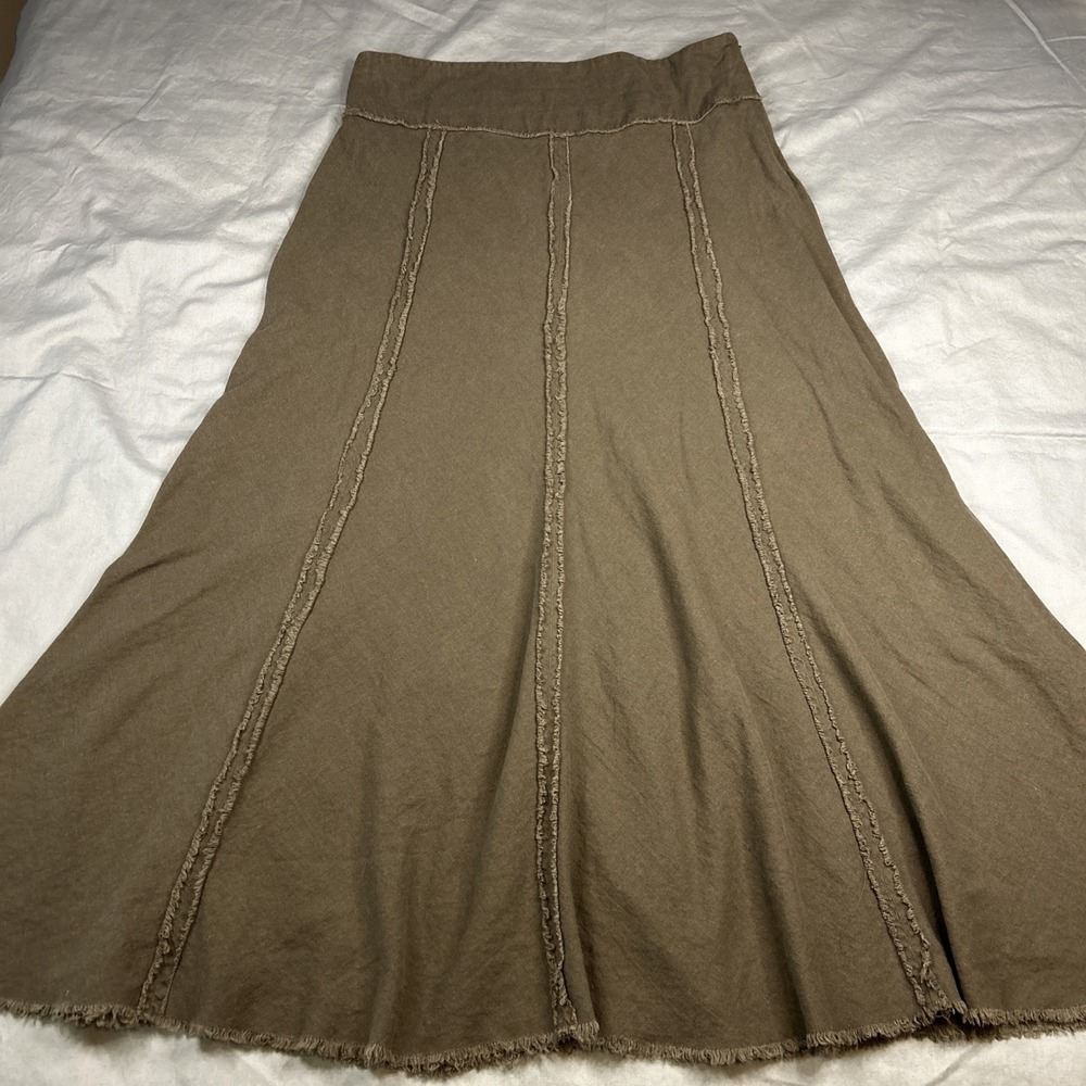 Denim Co. Regular Linen Blend Maxi Skirt Brown women's 14?
